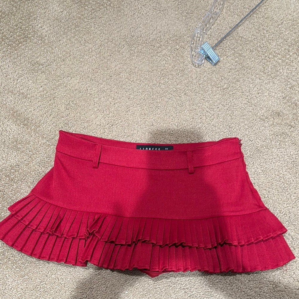 Red Pleated Micro Skort